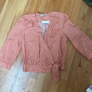 NWT Madewell wrap shirt pink with white stars